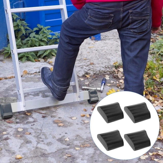 OULII 4Pcs Ladder Boots Floor Protectors Black Rubber Professional Design for Ladder Use