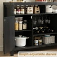 thumbnail image 3 of Senfot Wine Cabinate, Rattan Farmhouse Liquor Sideboard with Wine Racks,Boho Sideboard Buffet with Storage, Coffee Bar Shelves for Home Living Dining Room Entryway,Black, 3 of 7