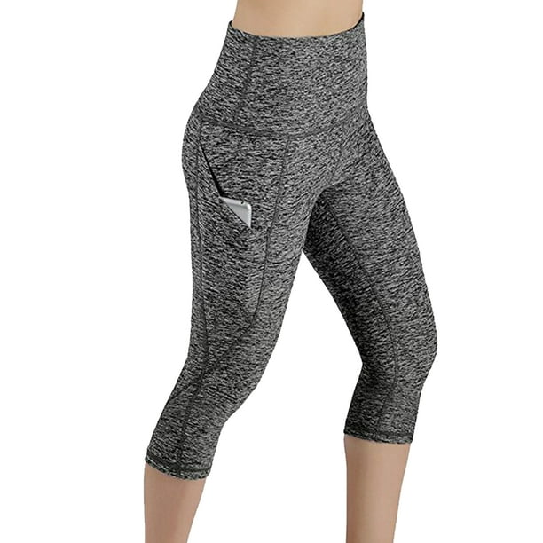 Capreze Womens Crop Leggings with Pockets High Waist Yoga Capris