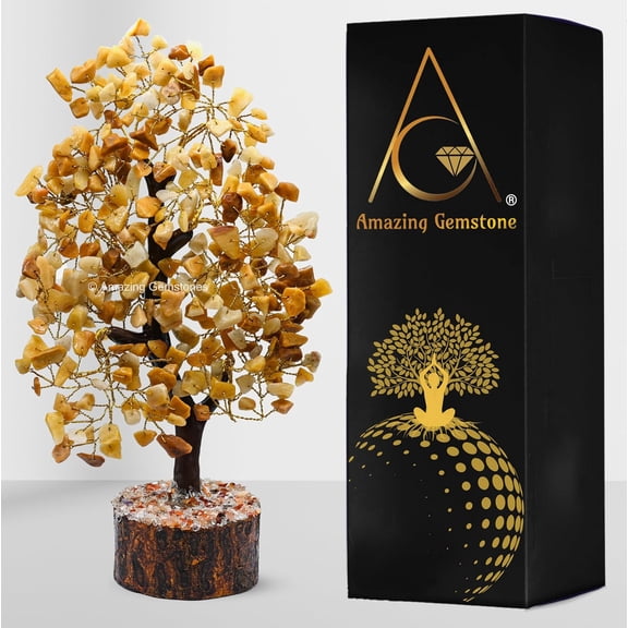 Yellow Jasper Crystal Tree - Healing Crystal Bonsai Tree Room Decor Office Desk Decor