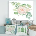 thumbnail image 2 of Bouquet of Pink Roses Flowers and Eucalyptus Leaves 40 in x 30 in Framed Painting Canvas Art Print, by Designart, 2 of 5