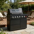 thumbnail image 5 of Outdoor Kitchen Barbecue Grill 46" 75300 BTU 6-Burner Stainless Steel Gas Island Grill with Rotisserie Black, 5 of 15