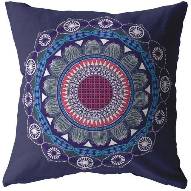 Net Mandala Intérieur / Extérieur Tissu Oreiller en Bleu 20x20