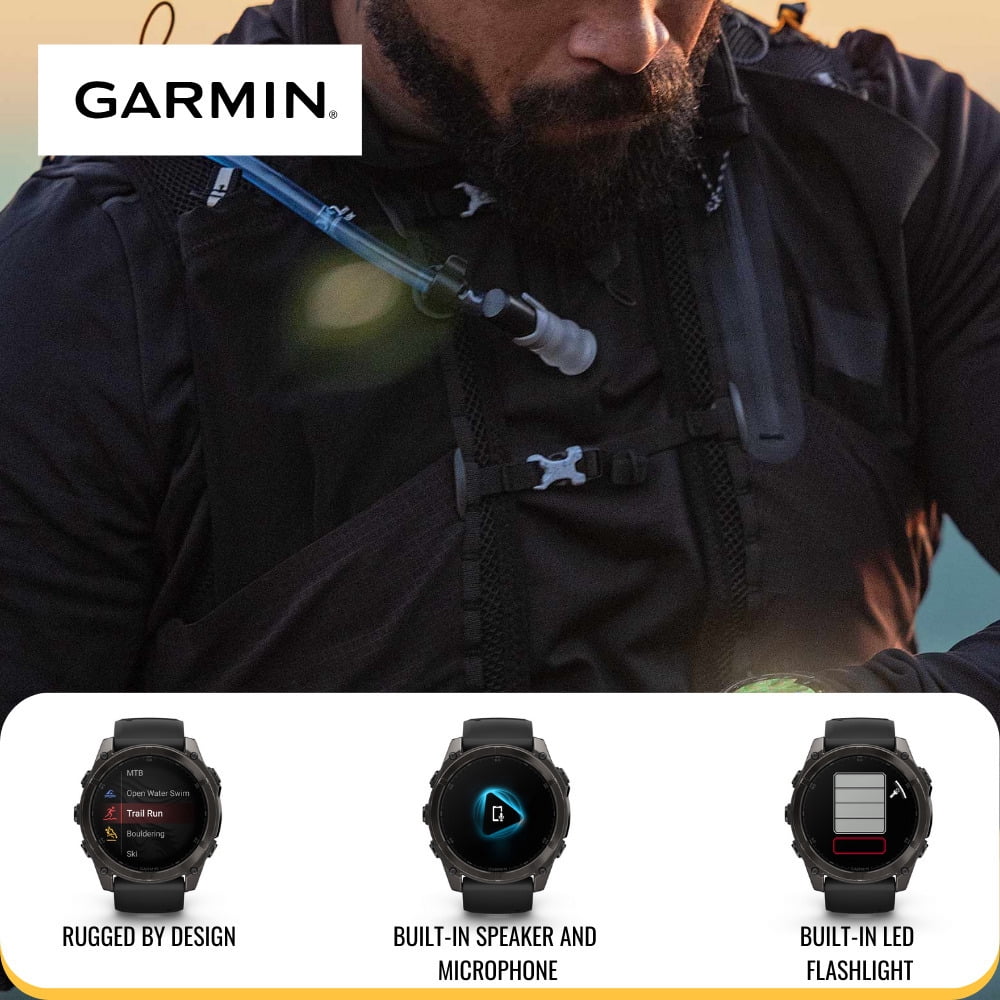 Garmin Fenix 8 AMOLED Sapphire 47mm GPS Smartwatch (Black and Pebble Gray) Bundle with Waterproof Hard Case and Charger Stand (3 Items)