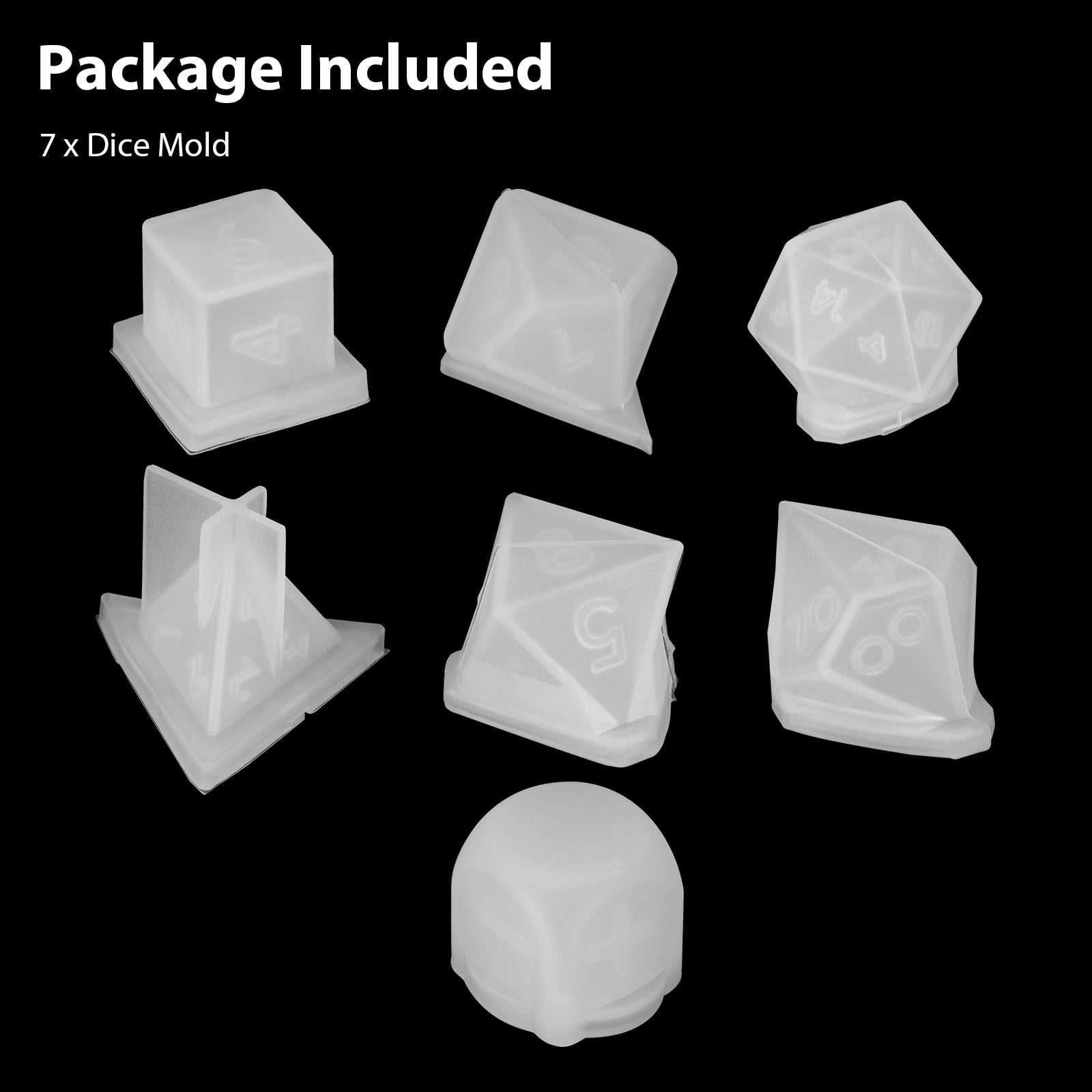 7 Pcs Dice Epoxy Resin Molds, TSV Multiple Shapes Polyhedral Dice Molds, Clear Silicone Casting Molds for DIY Jewelry Crafts, Table Games Dice, White