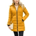 thumbnail image 1 of Innerwin Hooded Coats Solid Color Women Down Winter Long Sleeve Lightweight Puffer Jacket Sunflower S, 1 of 7
