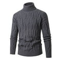 thumbnail image 2 of FYDUU Men's Classic Sweaters Mens Turtleneck Sweaters Long Sleeve Thick Knitted Pullover Solid Color Sweater Warm Knit Sweater Fashion Golf Sweaters, 2 of 3