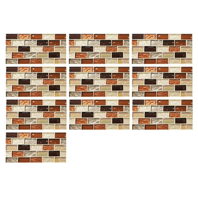Clearance! 1Set 10PC 3D Crystal Tile Sticker Self Adhesive DIY Tile Wall Sticker