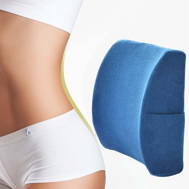 Cojín de espuma viscoelástica para apoyo de espalda, del dolor de espalda inferior para trabajadores de oficina de asiento de coche de coche , Azul Zafiro Rey BLESIY Cojín de apoyo para la espalda