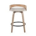 thumbnail image 4 of Carson Carrington  Stavanger 26" Fixed-Height Counter Stool with Bent Wood Legs & Round Footrest (Set of 2) Oat Fabric/White Washed Wood/Black Metal, 4 of 5