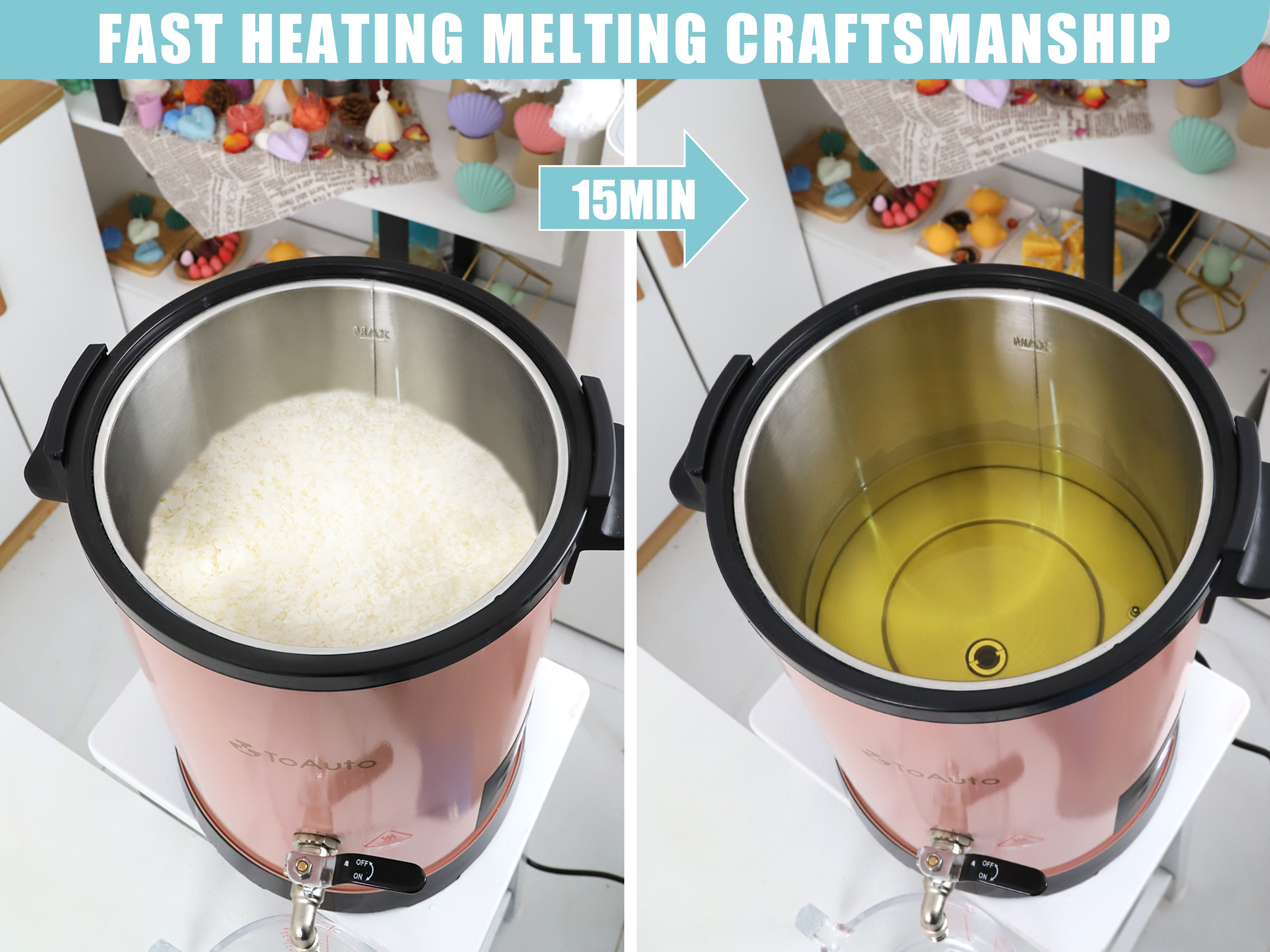 6L Digital Wax Melter for Candle Making Large Commercial Electric Melting Pot with Heating Core Spout Temperature Control Pink