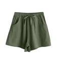 thumbnail image 6 of Women's High-Waisted Wide-Leg Linen Shorts Solid Color Flowy Bermudas with Tummy-Control Waist for Flattering Summer Silhouette, 6 of 6