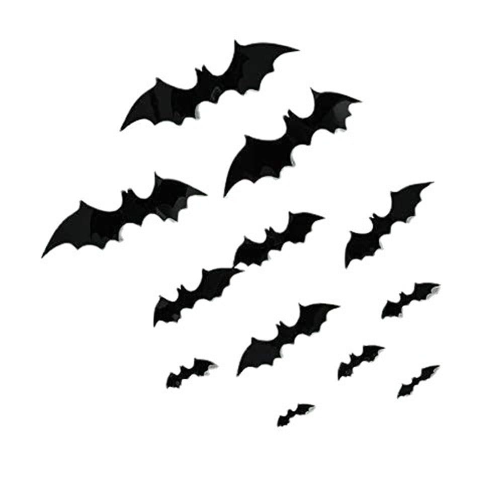 ASYTTY 10 Pieces Halloween Bats Wall Decor, Halloween Indoor PVC 3D Bat
