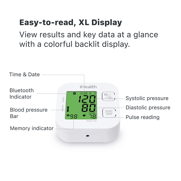 iHealth Track Wireless Upper Arm Blood Pressure Monitor with Wide Range Cuff,  Bluetooth Compatible for Apple & Android Devices 