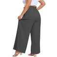 thumbnail image 4 of cocolona Womens Summer Casual Loose Plus Size Pants Elastic Waist Straight Wide Leg Vacation Lounge Trousers with Pockets, 4 of 5