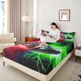 thumbnail image 4 of Castle Fairy Racing Car Twin Sheet Sets for Kids Teenagers,Red Green Lightning Bedding, 4 of 7
