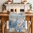 thumbnail image 2 of Table Runner - 70 Inch Long, Blue Eucalyptus Coastal Kitchen Dining Table Runner Dresser Scarves, Beach Starfish Shell Nautical Vintage Farmhouse Decor for Coffee Tables Wedding Party Banquet, 2 of 8