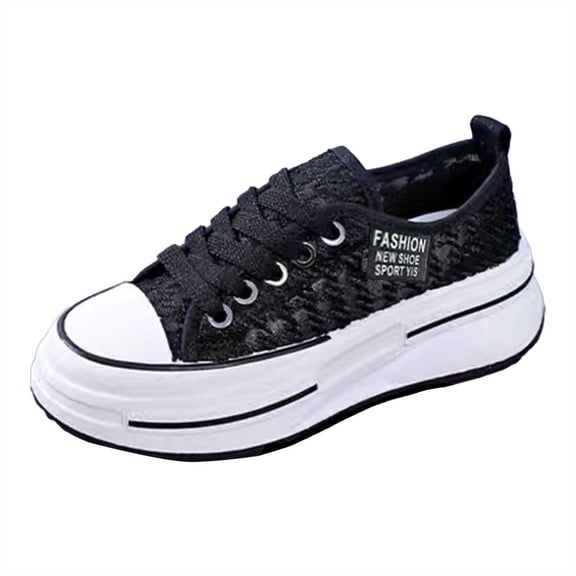 Women Sneakers Platform Sneakers Lace Up Casual Shoes Daily Walking Shoes Mesh Breathable Fashion Footwear For Sports Daily Wear ,Us Size:8