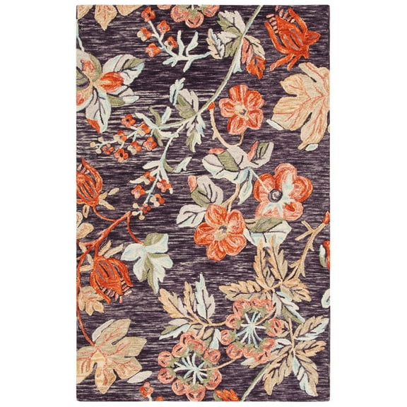 SAFAVIEH Aspen Dorothea Floral Area Rug, Charcoal/Orange, 5' x 8'