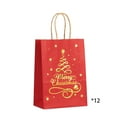 thumbnail image 2 of Meggemo 12 Pack Christmas Themed Kraft Paper Gift Bags Hand held Xmas Bags Holiday Season Gift Packaging Home Party Decor Reusable, 2 of 6