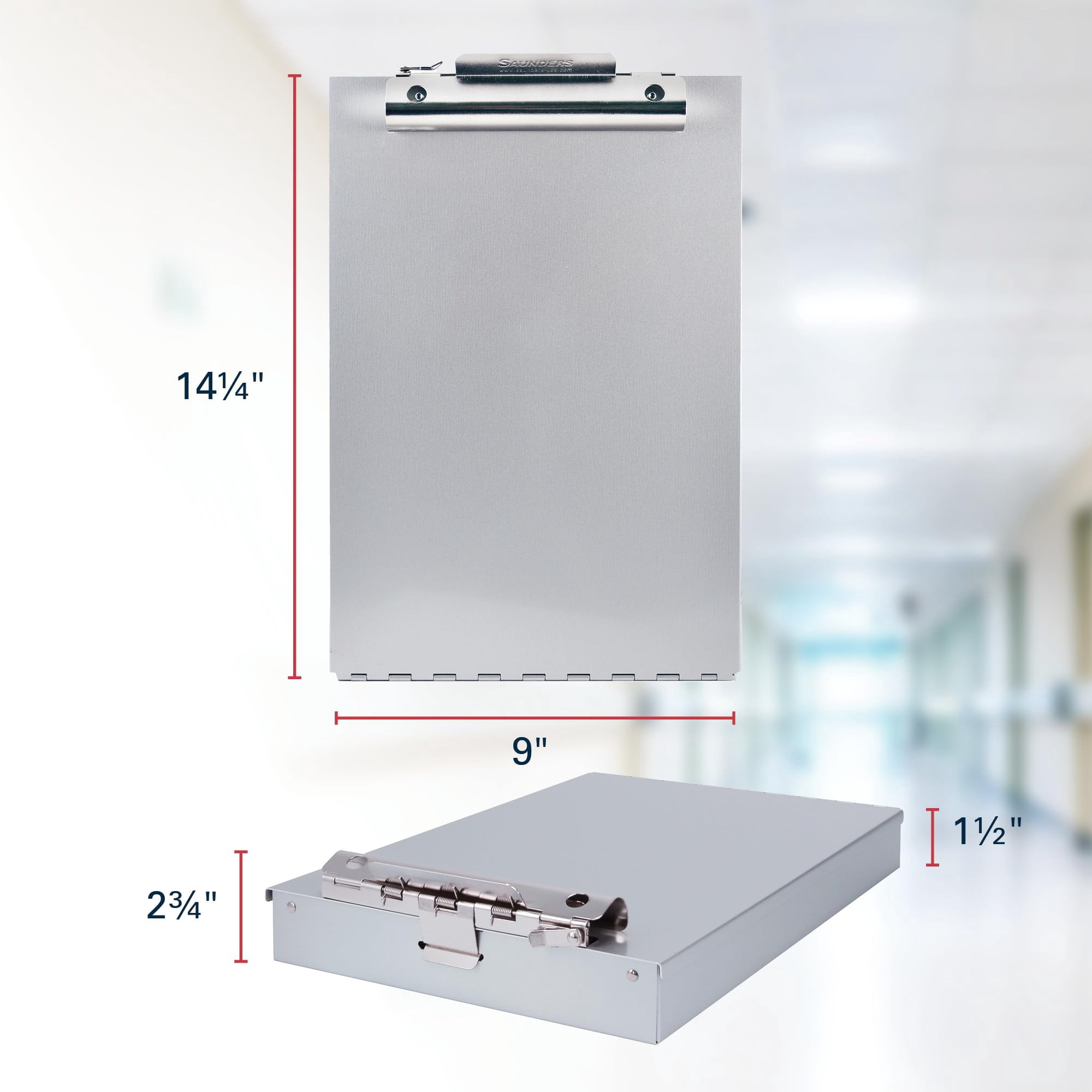 Saunders Recycled Aluminum  Storage Clipboard With Self-locking Latch - Lightweight Weather-resistant Lacquer Finish Stationery Box. Office Products Letter