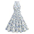 thumbnail image 2 of Vintage 1950s Cocktail Midi Dresses for Women Elegant Keyhole Sleeveless Floral Printed Swing Formal Evening Party Dress, 2 of 4