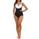 thumbnail image 2 of INSPIRAR CHIC Body de Control de Abdomen para Mujeres, Malla, Moldeador Esbelto, Tirantes Ajustables, Escote Abierto, Mono, Talla Grande, Negro, 2 of 5
