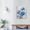 thumbnail image 3 of COMIO Flower Artwork Canvas Wall Art: Abstract Bright Blue Lotus Floral Picture Giclee Print on Canvas for Bathroom, 3 of 4