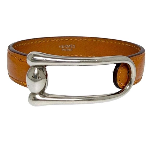 Pre-Owned Hermes Women's Leather Bracelet, Size S (15.5cm), Camel Brown
