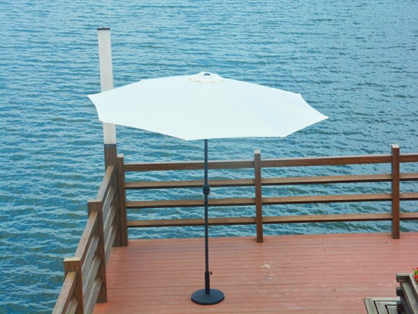 Lilo White Outdoor Patio Umbrella 10 Ft Luxury Adjustable Height Tilt Able Market Umbrella With Base Garden Umbrella Walmart Com Walmart Com