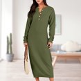 thumbnail image 1 of Vestido Mujer Otoño Largo Cuello Redondo Manga Larga Traje Diario Ygjytge ejercito verde T XL para Mujer, 1 of 6
