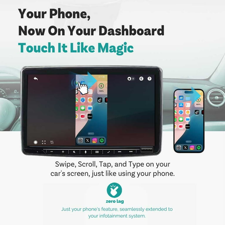 OTTOCAST Mirror Touch Bi-Mirroring Wireless CarPlay Adapter Screen