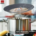 thumbnail image 5 of Universal Lid for Pots, Pans and Skillets - Walfos Tempered Glass Pan Lid with Heat Resistant Silicone Rim, BPA Free Large Pot Lids Fits 8" to 12" Diameter Cookware, Dishwasher-Safe, Grey, 5 of 7