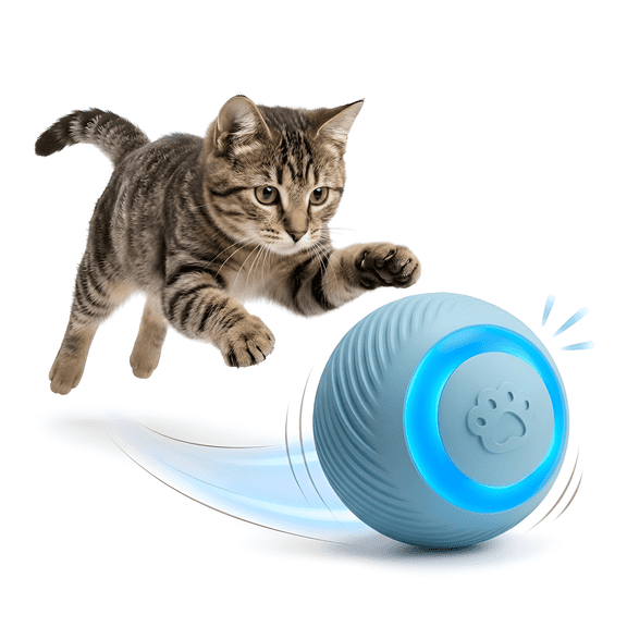 Automatic Rolling LED Interactive Cat Toy Ball, Blue Ball