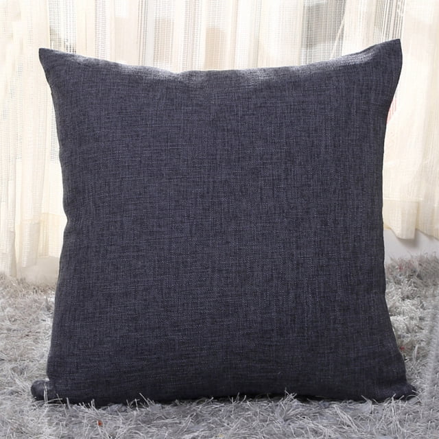 Almohada De Tela Funda de almohada de poliéster negra de 45 x 45 cm con cremallera para sofá, cama, sala de estar y decoración. Rkxzt