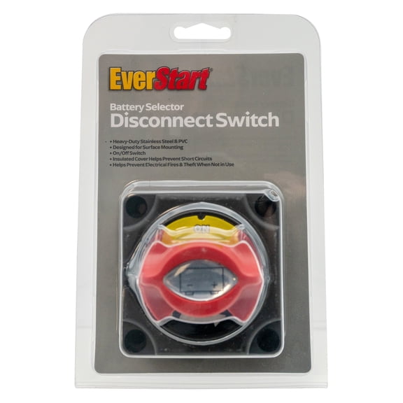 EverStart Automotive PVC Battery Selector Disconnect Switch for Dual Battery with On/Off Switch
