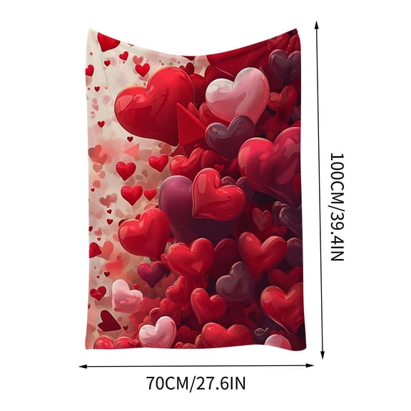 Aufmer Valentine‘s Day Blanket, Flannel Throw Blanket with Love Heart Pattern, Soft Cozy Couch Blanket for Bedroom, Sofa, Warm Washable Small Blanket for Women, Romantic Holiday Gift for Girlfriend