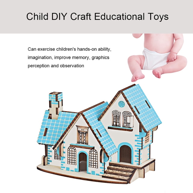 Rompecabezas 3D Villa de madera Modelo de construcción de casas Madera natural Niño Rompecabezas DIY Artesanía Juguetes educativos Juego de construcción artesanal ANGGREK Otros