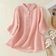 thumbnail image 1 of mfyjkho Tops Elegantes Para Mujer, Blusa De Moda Para Mujer De Lino Sintético De Color Liso Con Mangas Cinco Cuartos Y Cuello Vuelto Tops Para Hacer Ejercicio M, 1 of 8