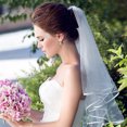 thumbnail image 5 of YAOMOBB Comfortable Wear Elegant Two Layer Wedding Ribbon Edge with Comb Bridal Accessory for Festive Occasions, 5 of 5