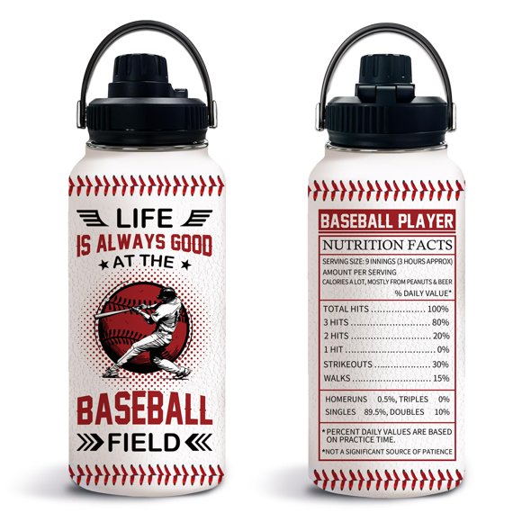 Regalos De Béisbol Botella De Agua De Béisbol 32 Oz Con Tapa Béisboles Vaso De Acero Inoxidable Aislado Para Los Amantes Del Entrenador Jugadores Niños Hombres Béisbol Entrenador Regalos Para Acción D