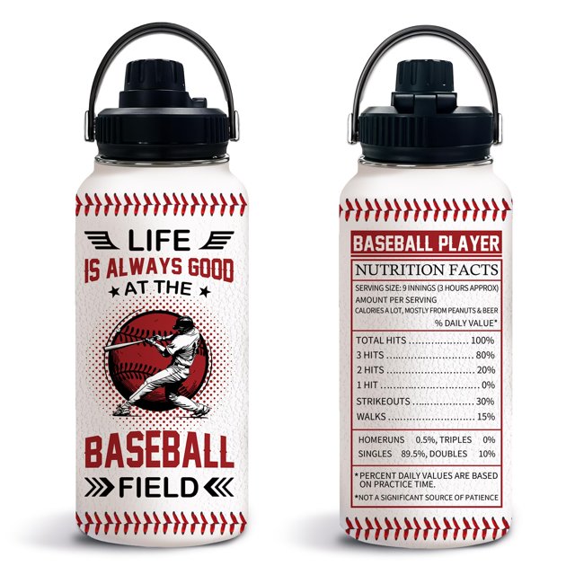 Regalos De Béisbol Botella De Agua De Béisbol 32 Oz Con Tapa Béisboles Vaso De Acero Inoxidable Aislado Para Los Amantes Del Entrenador Jugadores Niños Hombres Béisbol Entrenador Regalos Para Acción D