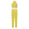 thumbnail image 3 of YiZYiF Enfants Filles Salsa Samba Rumba Tango Latin Tenues de Danse Haut Court à Franges avec Pantalon Ensemble Tenue de Danse de Salon Jaune 12, 3 of 7