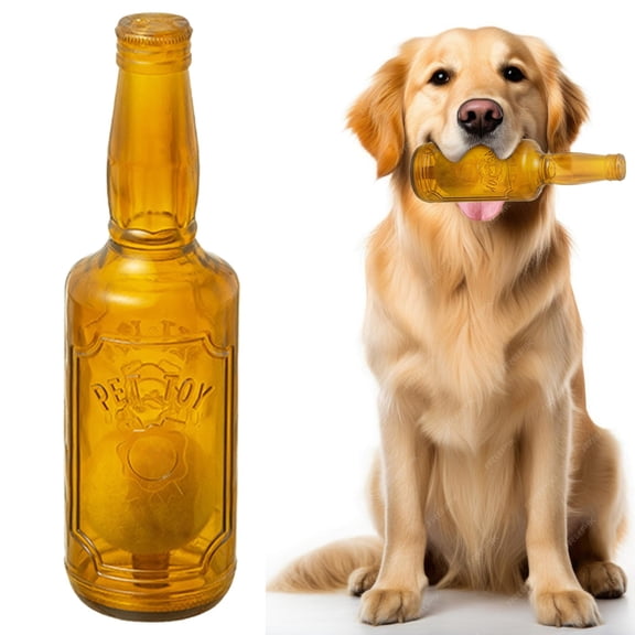 Bottle Shaped Chew Toy with Tennis Ball Inside, Durable Fetch Toy| Cute Squeaky Indestructible Water Bottle Dog Toy, Chew Toy Bottle with Ball Inside, Interactive Fetch Toys for Play & Train