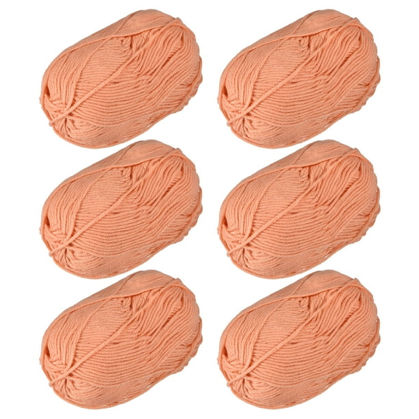 300g - Paquete de 6 ovillos de hilo acrílico de 50g, hilos suaves para crochet, color naranja claro