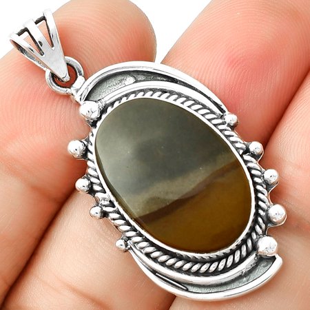 Natural Polygram Jasper 925 Sterling Silver Pendant Jewelry P-1012 SDP126852