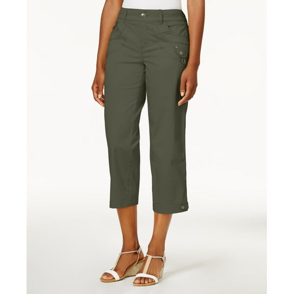 Style & Co Tab Pocket Capri Pants Olive Sprig 4