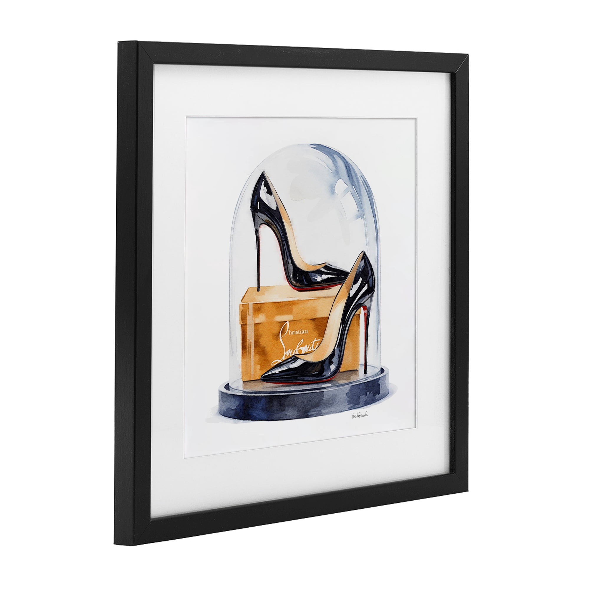 Stupell Industries Black High Heels Dome Black Framed Print Under Glass, design by Amanda Greenwood