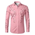 thumbnail image 4 of Angala Toddler Boys Tees Long Sleeve Shirts Button Down Lapel Neck Floral Print Cowboy Style Comfortable Breathable Dailywear Kids T Shirts Size 6-7 Years Pink, 4 of 4