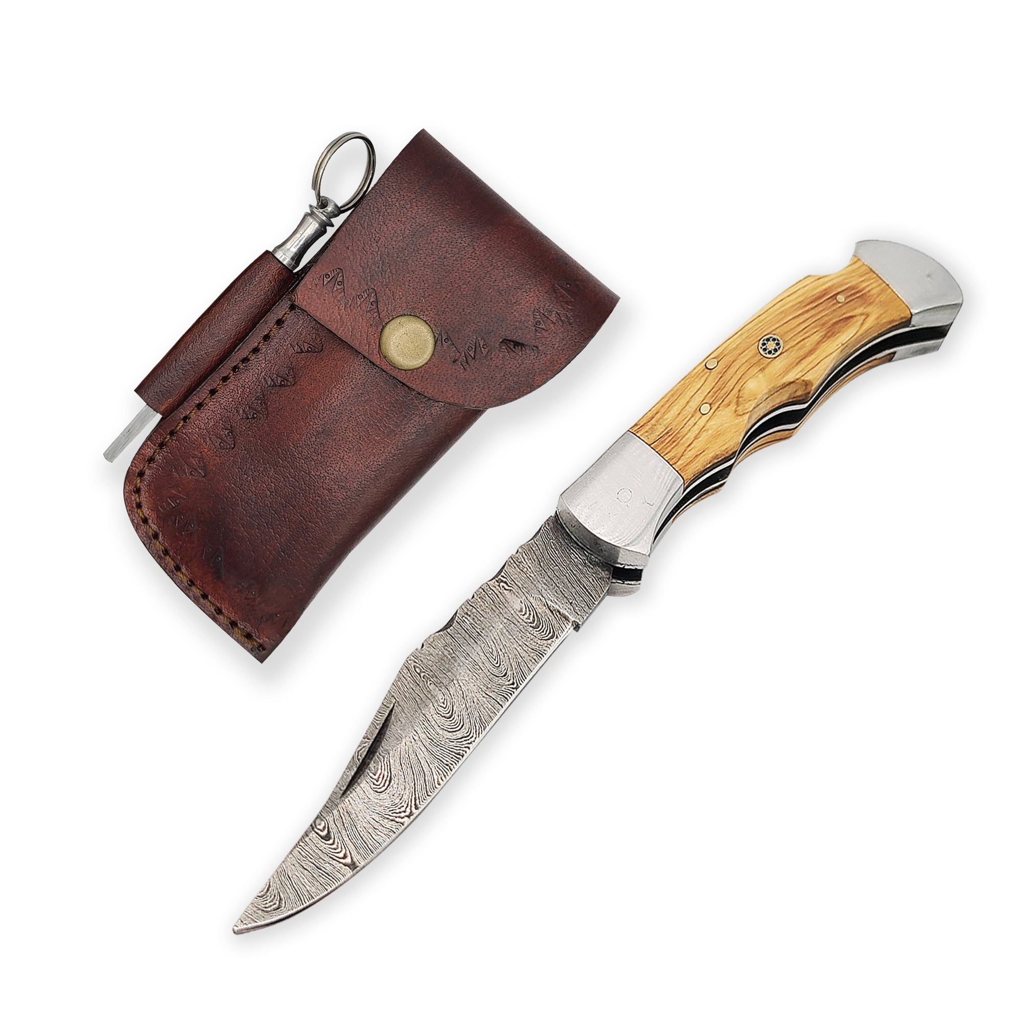 Buy Handmade 8.5 Inch Damascus Steel EDC Pocket Folding Knife with